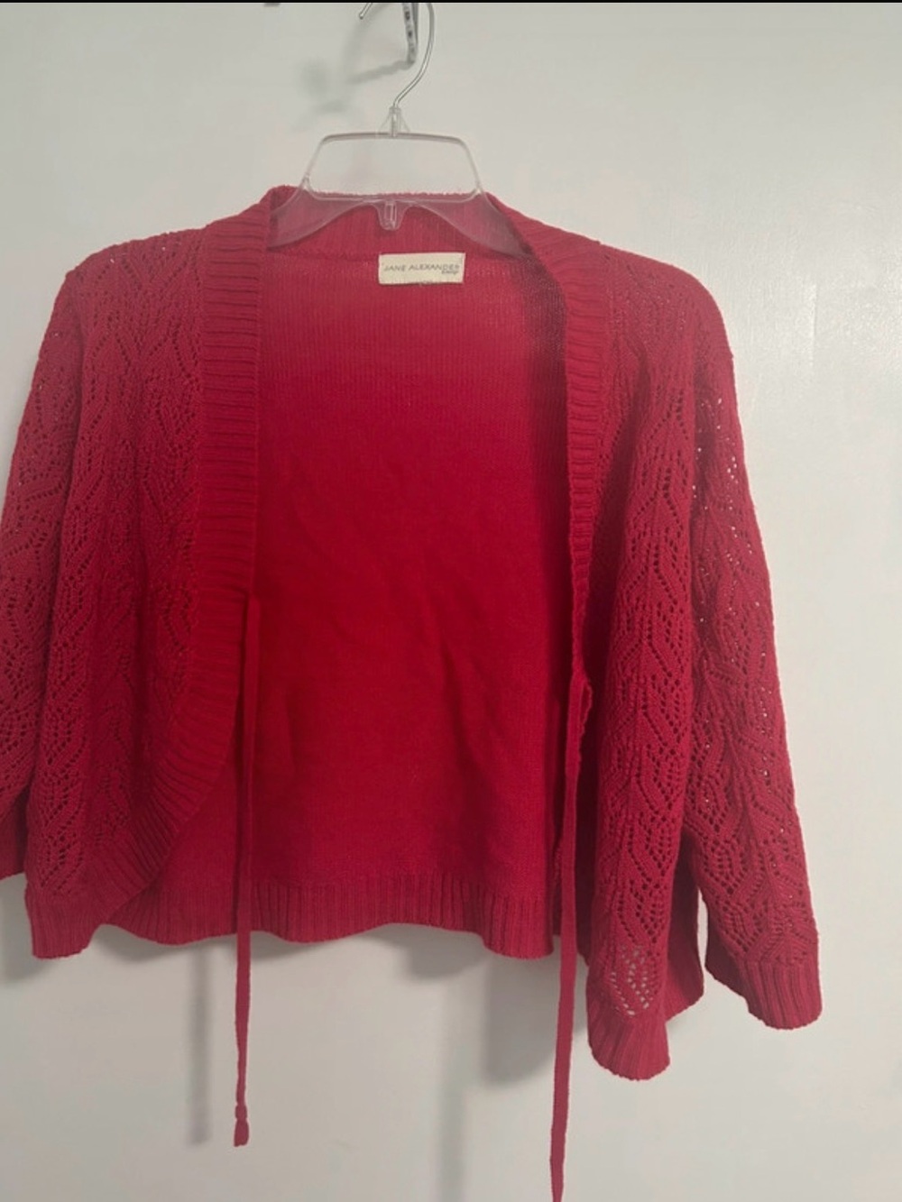 Red Open-Front Knit Cardigan